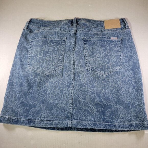 Seven7 Womens Delancey Blue Floral Cotton Blend Paisley Denim Skirt Size 14 - Picture 4 of 8